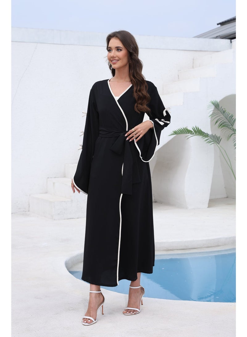 Front Open Abayas for Women Muslim Dress Dubai Prayer Clothes Long Sleeve Islamic Modest - Image 1